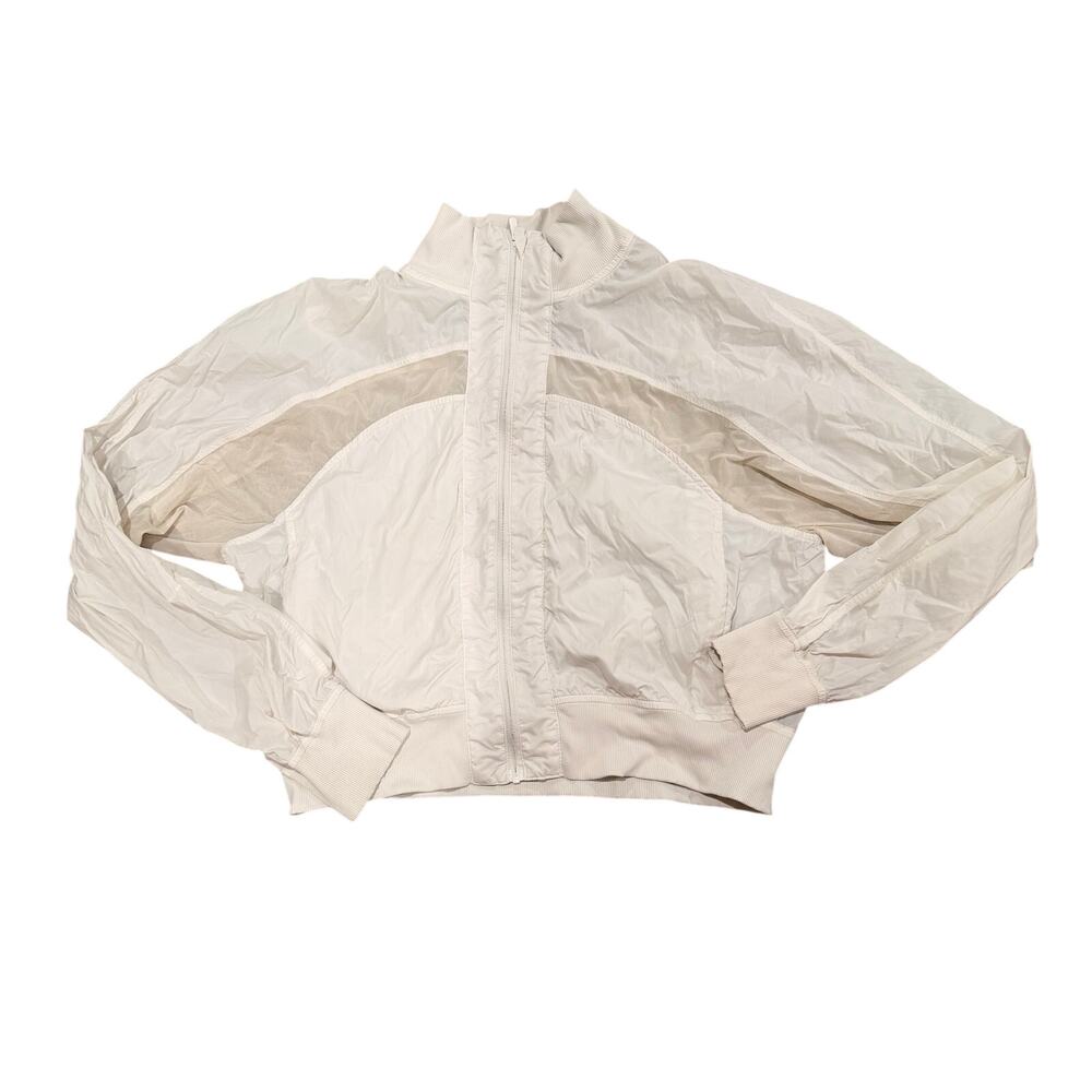 Lululemon Athletica White Mesh Zip- Up Jacket Small